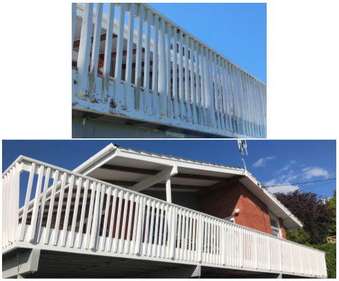 Balustrade painting before and after